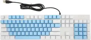Size Mechanical Keyboard with Red Switch, USB Wired Gaming Keyboard for Windows, 104 Keys Numeric Keypad, Gorgeous RGB Effect, Anti Ghosting, Wide Compatibility (Blue White)