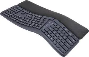 Wireless Ergonomic Keyboard, and 2.4G Dual Mode Split Ergonomic Keyboard Rechargeable 200H Battery Life Adjustable Tilt 3 Angles with Soft PU Leather Wrist Rest for Laptop