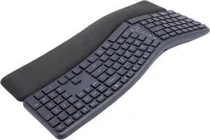 Wireless Ergonomic Split Keyboard with Cushioned Wrist Rest, 2.4G Dual Mode Ergonomic Keyboard with USB C Rechargeable 200H Battery Adjustable Tilt for Mac