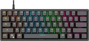 Mechanical Wired Keyboard G101 with Blue Switch, 61 Keys, Two-Color PBT Keycaps, 22 Conflict-Free Keys, 3.3V-5.5V Operating Voltage