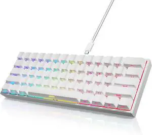 Mini 60% Mechanical Gaming Keyboard Wired, YK61 Hall Effect Magnetic Switch, Adjustable Actuation Rapid Trigger Mode, 8K Hz Polling Rate, Hot-Swap, 61 Keys RGB Backlit Side Printed PBT Keycaps (White)