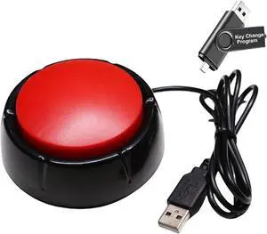 Programming USB Macro Keyboard, One Handed Enter Key Major Policy Decision Button, Default Enter Key, Control Keyboard for Game PC Switch Lottery Answer, USB Flash Drive With Change Program(Red)