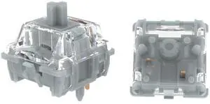 GATERON Zero Degree Fully Silent Silver Keyboard Switches, Linear 0° Dual-Rail 45g Force SMD LED Key Switches Compatible for MX Mechanical Keyboard (35 PCS)