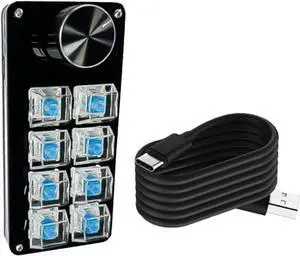 Greabuy Programmable Macro Keyboards with Customizable Knob,3key/4key/6key/8key Mechanical Gaming Keypad, Hot Swappable