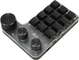 12 Key 3 Knob Mechanical Keyboard Red Switch Ergonomic Acrylic Customizable Mechanical Keyboard Comfortable Compatibility for Vista ((Wireless BT(Inbuilt Battery Included))