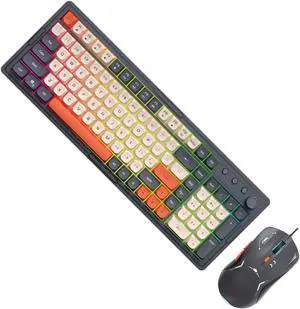 RALIYATX Wire Keyboard Set With Quiet Key Spill Resistant Designs Ergonomic Keyboard For Offices Home Plugs And Play