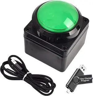 Programmable USB Macro Keyboard, Major Policy Decision Button, One Handed Programmable Setting & Game Switch Control Keyboard, U Flash Disk with Customized Program, Default Enter Function, Green