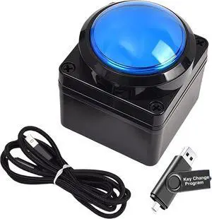 Programmable USB Macro Keyboard, Major Policy Decision Button, One Handed Programmable Setting & Game Switch Control Keyboard, U Flash Disk with Customized Program, Default Enter Function, Blue