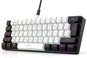 61 Keys Membrane Keyboard Key Cable Separation Simple and Compact Two Colours Colour Blocking RGB Cool Backlight Gaming Wired Keyboard Mini 60% Keyboard