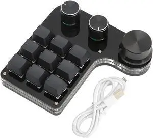 Mechanical Keyboard, Mini Gaming Keypad, Programmable 9 Key Keypad with 3 Knobs RGB Backlit Blue Switch, Multifunctional Keypad