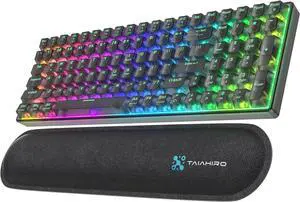 Wireless Creamy Mechanical Gaming Keyboard with Transparent Keycaps, 100 Keys Custom Hot-Swap LED Backlit, 3-Mode BT/2.4G/USB-C, 3000mAh Battery, Ergonomic Keyboard with Wrist Rest, Linear Switch