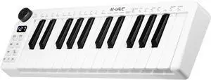 SINRAOEE Portable 25-Key Rechargeable DI Control Keyboard for Studio with 25 Velocity Sensitive Keys 1 Knob