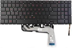 KGIGIBE Replacement Backlit Keyboard for HP Omen 16-WF 16-WF0083DX 16-WF0097NR 16-U 16-U0013DX 16-U1047NR 16-WD TPN-C167 Laptop US Black with Red Backlit Without Frame