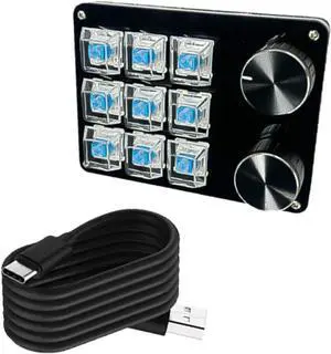 HapGlan High Efficiency Programmable Macro Keyboards 9/10/12/15Key Mechanical Gaming Keypad for Multimedia and Industrial Use