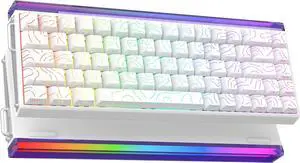 MechLands Aula Hero68 HE Wired Magnetic Gaming Keyboard, Rapid Hall Effect Keyboard with 0.01mm Adjustable Actuation, 8kHz Polling, 5-Layer Sound Dampening, RGB Lightbox & Backlit (White Topographic)