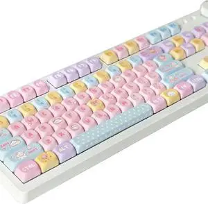 XUZHID Candy keycap,Cartoon Keycaps Set 131Keys Heat Sublimated Candy Bear Theme Colorful for Mechanical Keyboards