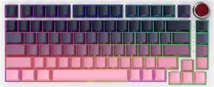 BOYI YK82 75% Aluminum Alloy Mechanical Keyboard,Gasket-Mounted Hot-Swap,Wireless BT5.0/2.4G/Type-C Wired Programmable RGB Backlit Gaming Keyboard with Knob (Black Pink Side Printed PBT Keycaps)