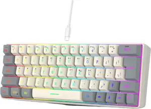 XUZHID Corded Gaming Keyboard for PC Gamers LED Backlits Mechanical Keyboard 63 Key Desktop Computer Keyboard for Gaming