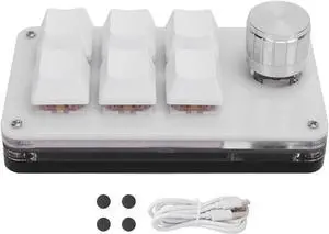 Mini Macro Mechanical Gaming Keyboard, 6 Keys One Handed USB Type C PC Keypad, Programmable RGB Pad with Red Switch