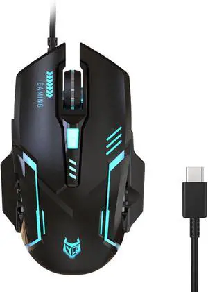 Mllepjdh Type C USB C Gaming RGB Backlit Ergonomic 1600 2400 3600DPI For PC USB Type C Devices