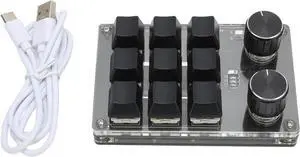 Mtlavishness Mechanical Gaming Keypad with 9 Keys and 2 Knobs Dual Mode OSU Keypad DIY Programmable for Office Gaming Music Media and More Computer Universal Built in 200mAh