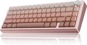 KY65 Wireless Mechanical Keyboard,65% Gasket Hot Swappable Custom Keyboard,RGB Backlit,Pre-lubed Gateron Switches,Side Printed PBT Keycaps,2.4GHz/TYPE-C/BT5.0 Mechanical Gaming Keyboards, Pink&Brown