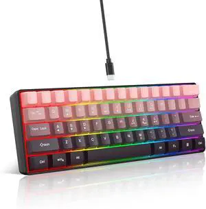 Snpurdiri 60% Wired Gaming Keyboard, 61 Keys RGB Backlit Ultra-Compact Small Gaming Keyboard, for PC/Mac Gamer, Typist, Travel, Easy to Carry on Business Trip (Pink-Black)