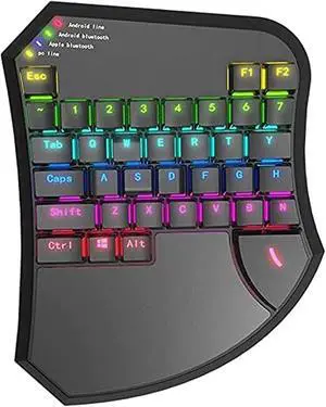 Portable Mini Mechanical Gaming Keyboard - One - Hand Control, with Wide Hand Rest (Black/Pink) - Compatible with PC, Laptop & Mobile - Ideal for PUBG and More