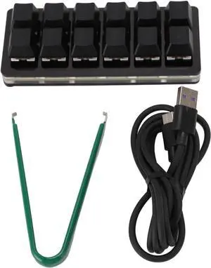 12 Key Programmable Mechanical Gaming Keyboard, Type C Wired, RGB Multifunctional, Small Size, Red Switch for PC, Customizable Shortcuts, Media Controls, Wide Compatibility (Black)