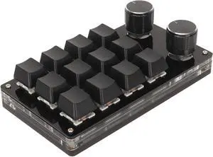 One Handed Programmable Mechanical Keyboard, Blue Switch DIY Programmable Mini 12 Key Gaming Keypad with 2 Knob, Wired Connection Plug and Play Universal Mechanical Keyboard (Milk White)