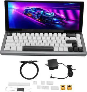 Mechanical Gaming Keyboard, 12.3 Inch 90° Foldable Touchscreen, 68 Keys RGB LED Backlight Compact Keyboard, USB Plug and Play for W, OS X, Android (US Plug)