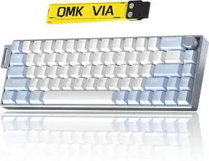 KG18 65% Compact Mechanical Keyboard - QMK/VIA Programmable, Hot-Swappable, Gasket Mount, Volume Knob, 32-bit ARM4 Chip, RGB Backlit (68 Keys, USB-C, Aluminum Frame) (Baby Blue)