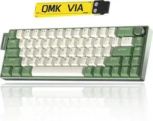 KG18 65% Compact Mechanical Keyboard - QMK/VIA Programmable, Hot-Swappable, Gasket Mount, Volume Knob, 32-bit ARM4 Chip, RGB Backlit (68 Keys, USB-C, Aluminum Frame) (Green)