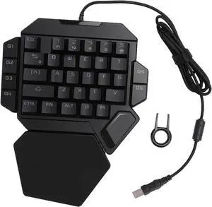One Handed RGB Mechanical Gaming Keyboard, 35 Keys Mini Keypad, Blue Switch, Customizable RGB Backlight, Macro Recording, Ergonomic Design with Wrist Rest for PC Gamers