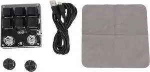 USB Mini 6 Key Keypad with 2 Knobs, Red Switch, Programmable Custom Mini Macro, One Handed Keypad for Gaming, Office Work, Media Control, Wide Application, Plug and Play