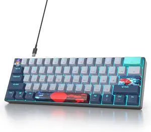 Ussixchare 60 Percent Gaming Keyboard 61 Keys Wired Mechanical Keyboard Ultra Compact Key Board Red Switch LED Backlit for Windows Laptop Gamer(61Shark)