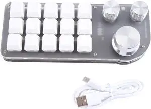Jalzdieod Programming Macro Custom 15 Keys 3 Knob Keyboard RGB Copy Paste Mini Button Photoshop Gaming Keypad Mechanical Hotswap B Easy to Use