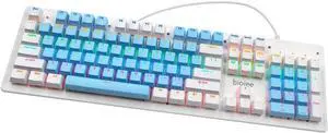biojee Wired 104-Key Real Mechanical Gaming Keyboard Rainbow Backlit Keyboard for Windows PC Laptop for Game and Office