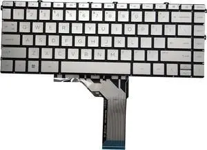 Laptop US Keyboard Compatible for HP Envy 16-H 16-H0000 16-H1000 16T-H0000 16-H0055CL 16-H1023DX 16-H1053DX N12772-001 AM3RU000230 DJM2002AE001 TPN-C159 Backlit Silver