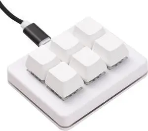 Mini 6Key Keypad, Tri - Mode 2.4G / BT/Wired Mechanical Programmable Gaming Keyboard One Handed Keypad for PC Gaming Office Work Programmable PS (White)
