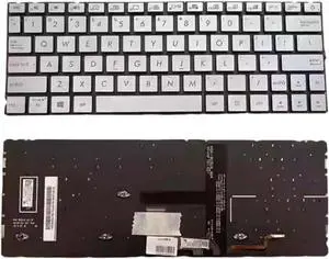 Laptop Keyboard Palmrest Cover Compatible with ASU-S ARTON-E UX334F U334U UX334A U3600F White US Backlit (A Keyboard)