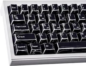 Heykit PBT Keycaps - Japanese Manga Theme Keycaps for 60%, 65%, 75%, 100% Keyboard, 131 Keys Dye-Sub Custom Cherry Profile Keycap, Minimalist Style Key Caps for Cherry MX Mechanical Keyboard, Black