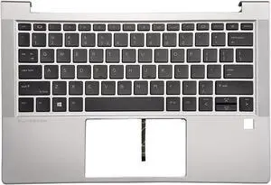 Laptop Keyboard Palmrest Cover Compatible with H-P EliteBoo-k 630 G9 N10777-001 Silver US Backlit