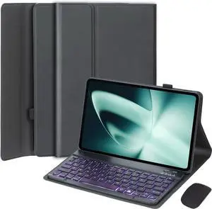 HEKUEUN Keyboard Case for OnePlus Pad 11.6 Inch 2023, with Mouse 7 Color Backlight Detachable Wireless Bluetooth Keyboard Ultra-Thin Multi-Angle Protective Cover for OnePlus Pad 11.61"