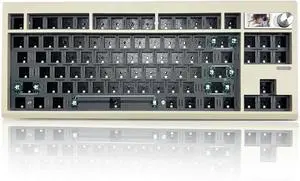 ZUOYA GMK87 TKL Mechanical Keyboard Kit,75% BT5.0/2.4Ghz/Wired Wireless Gaming DIY Kit VIA Programmable RGB Hot-Swap 87Keys Gasket Mount Compact Keyboard Custom Barebones with TFT Screen&Knob (Brown)