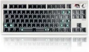ZUOYA GMK87 TKL Mechanical Keyboard Kit,75% BT5.0/2.4Ghz/Wired Wireless Gaming DIY Kit VIA Programmable RGB Hot-Swap 87Keys Gasket Mount Compact Keyboard Custom Barebones with TFT Screen&Knob (White)