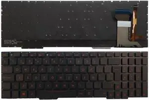 Backlit Red White Spanish Keyboard Compatible with GL753 GL753V GL753VE GL753VD(RED)