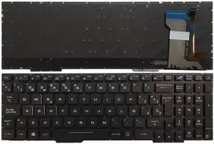 Backlit Red White Spanish Keyboard Compatible with GL753 GL753V GL753VE GL753VD(White)