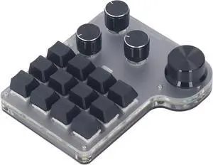 3 Modes Customized Industrial Console Mechanical Keypad 12 Keys with 4 Mechanized Control Buttons Support Keyboard Programming Macros and Software Cyan Shaft with RGB Lights