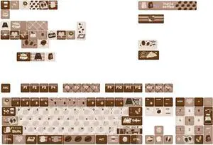 Mechanical Keyboard Keycaps 131Keys Keycaps Coffee Brown Theme Heat Sublimated Set